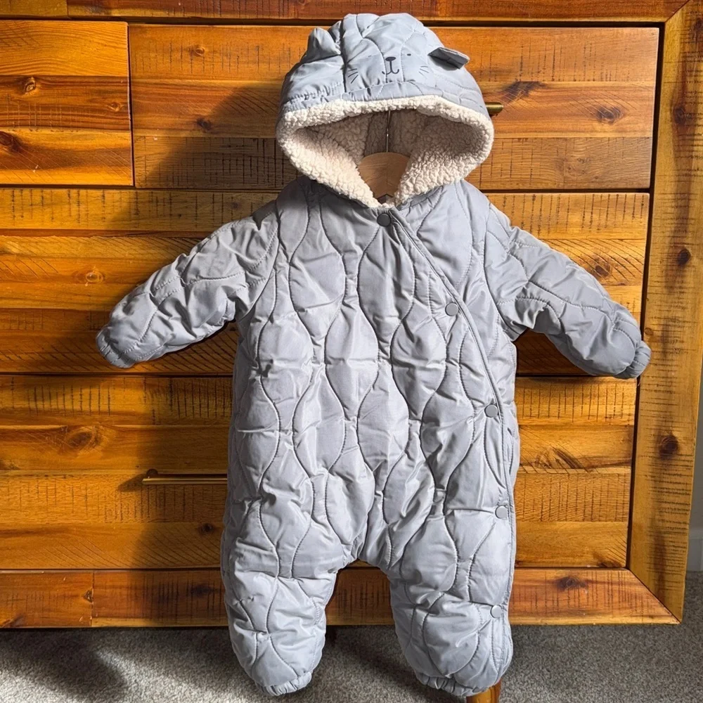 Zara Baby Cozy Gray Quilted Kids One Piece